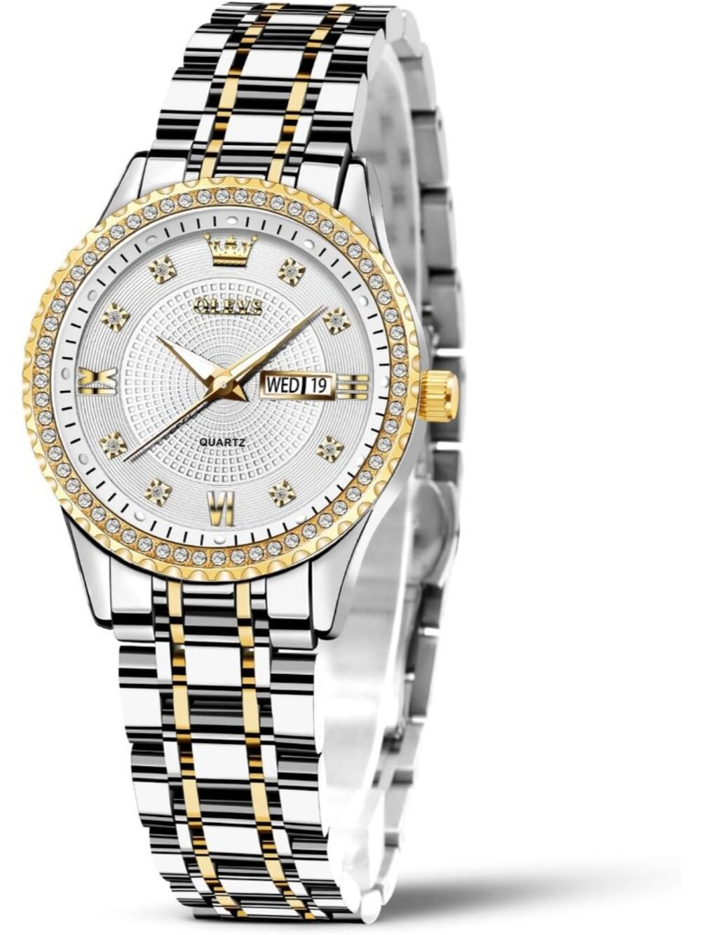 Women's Silver Gold Analog Quartz Stainless Steel Waterproof Outfit Wrist Watch
